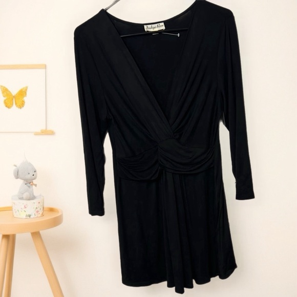 New Indigo Rose MATERNITY Size Large Black Wrap Blouse Tunic Top - Picture 1 of 9